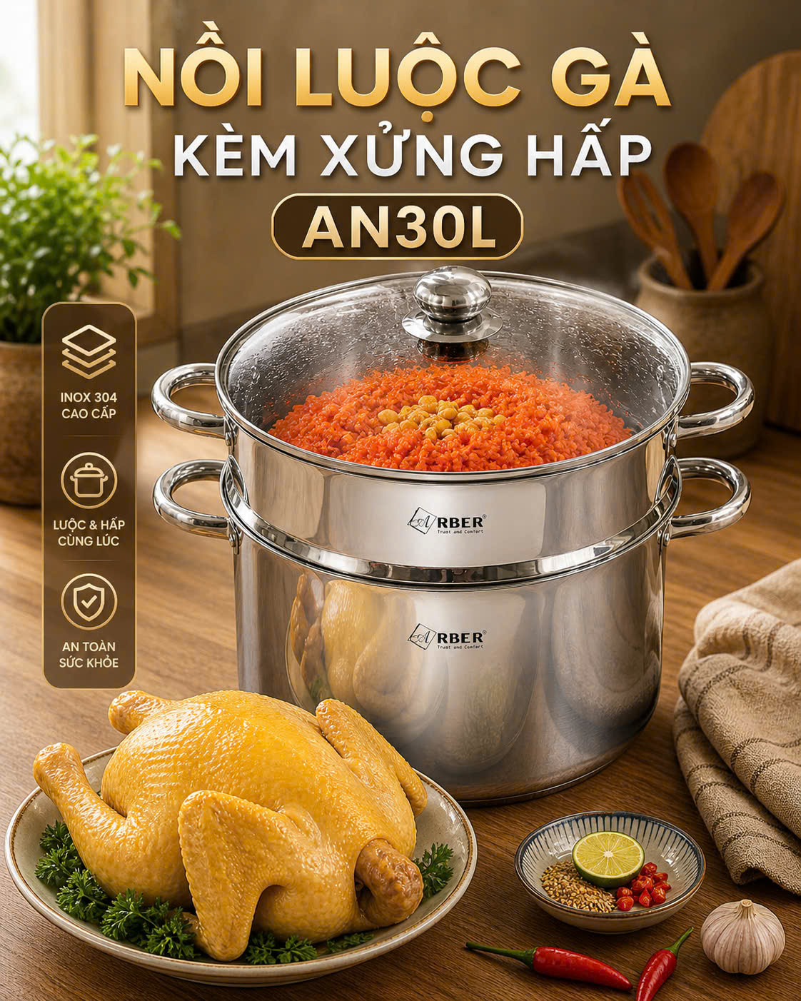 Nồi luộc gà AN30L