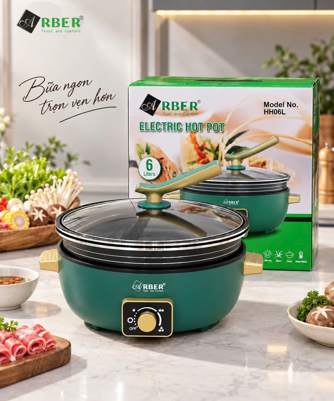 Nồi lẩu điện đa năng HH06LGREEN