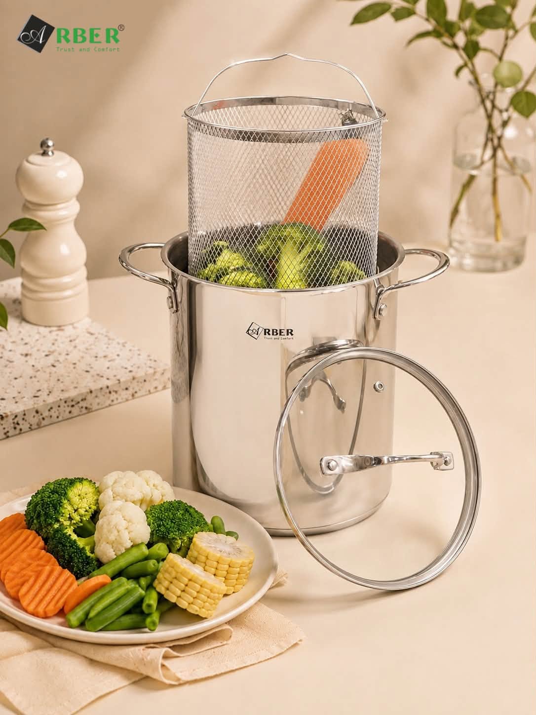 Nồi inox chiên ngâp dầu, kèm giỏ inox AN-03VH