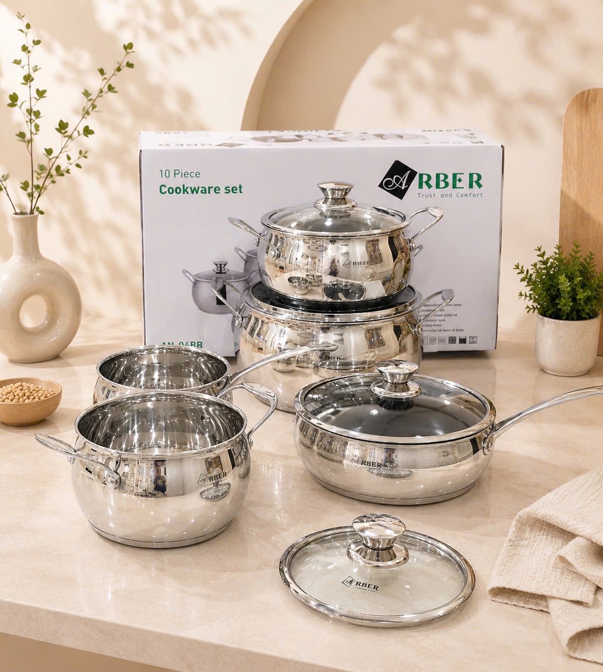 Bộ nồi inox 5 món dáng bầu AN-06BB