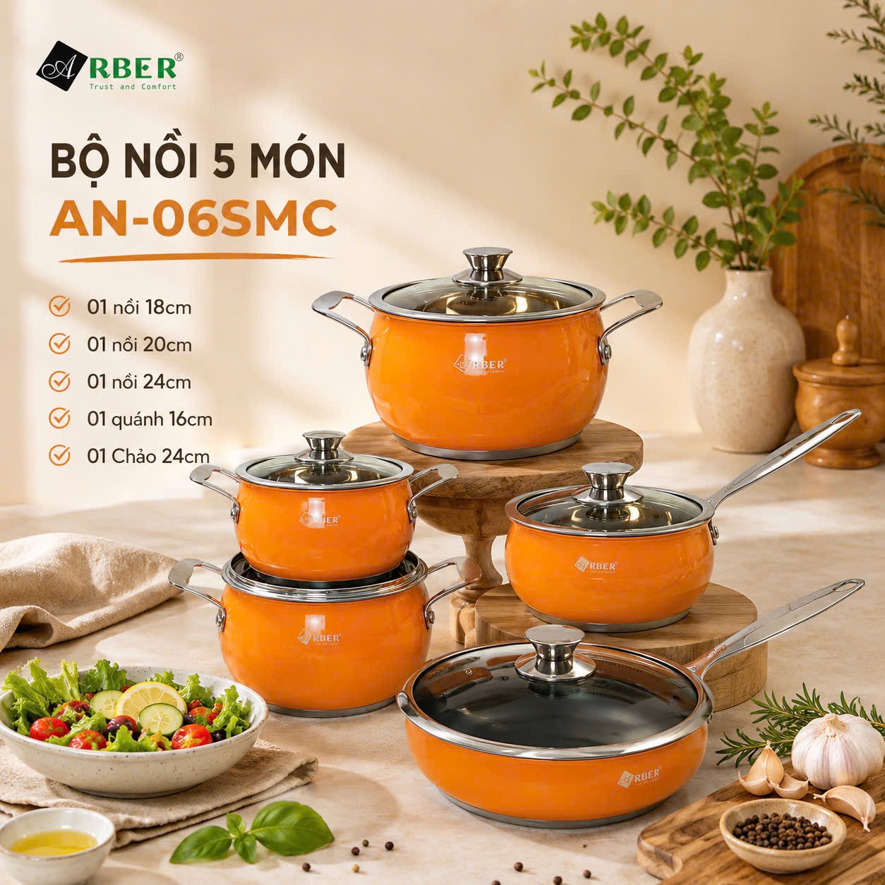 Bộ nồi inox AN06SMC