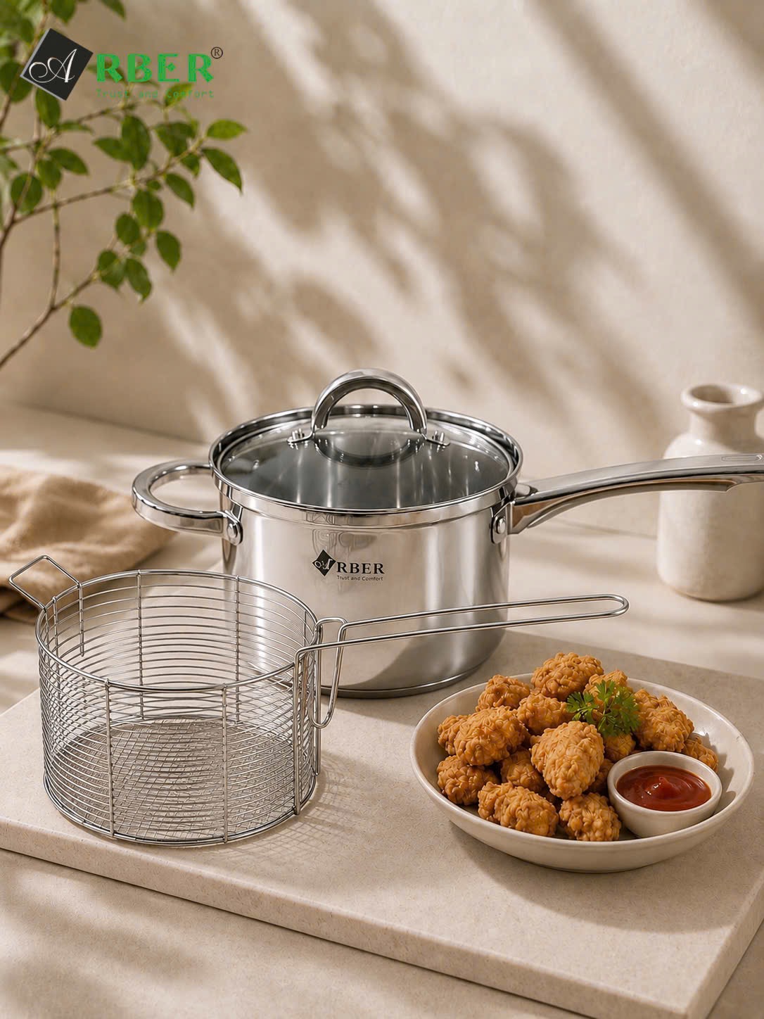 Quánh inox chiên ngâp dầu, kèm giỏ inox AN-01VH
